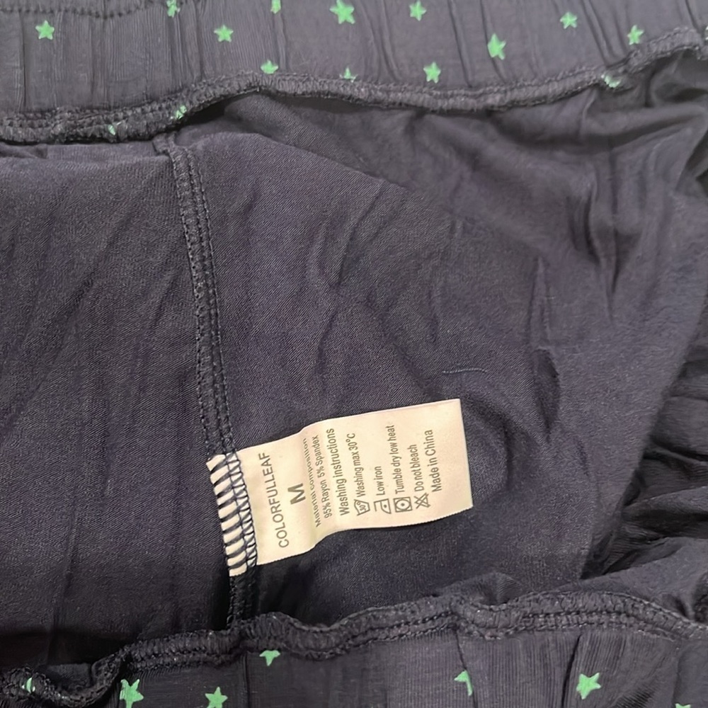 Short sleeve button up and drawstring shorts soft and cool pajamas navy blue M - Picture 3 of 7